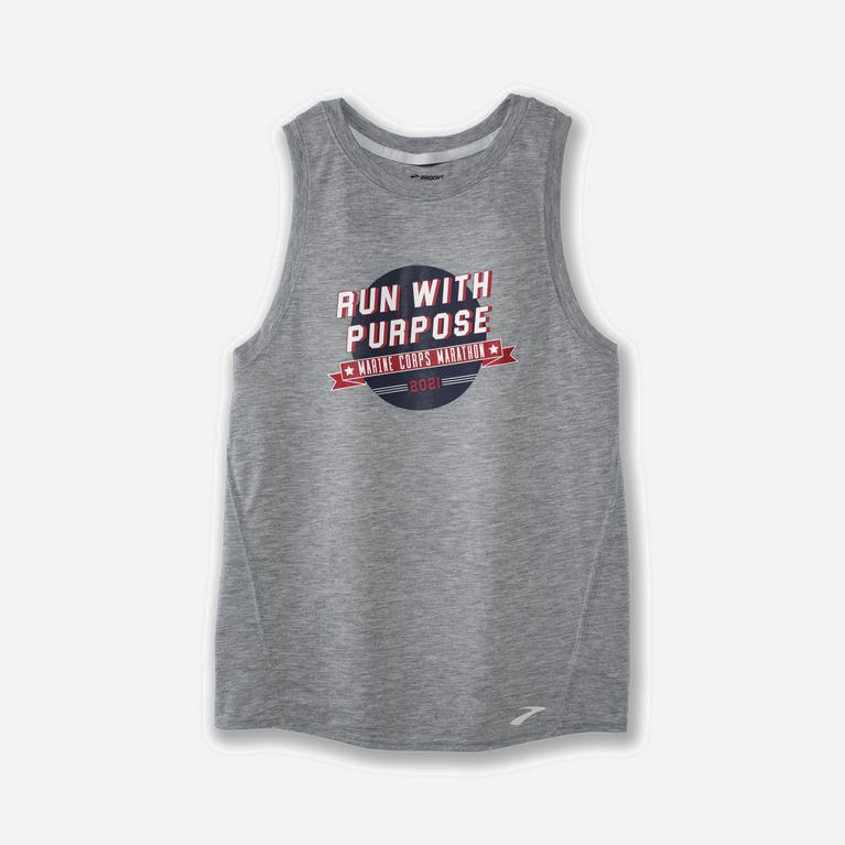 Brooks Distance Graphic Womens Running Tank Top - Heather Ash/Purpose/Grey - Philippines (536792XEU)